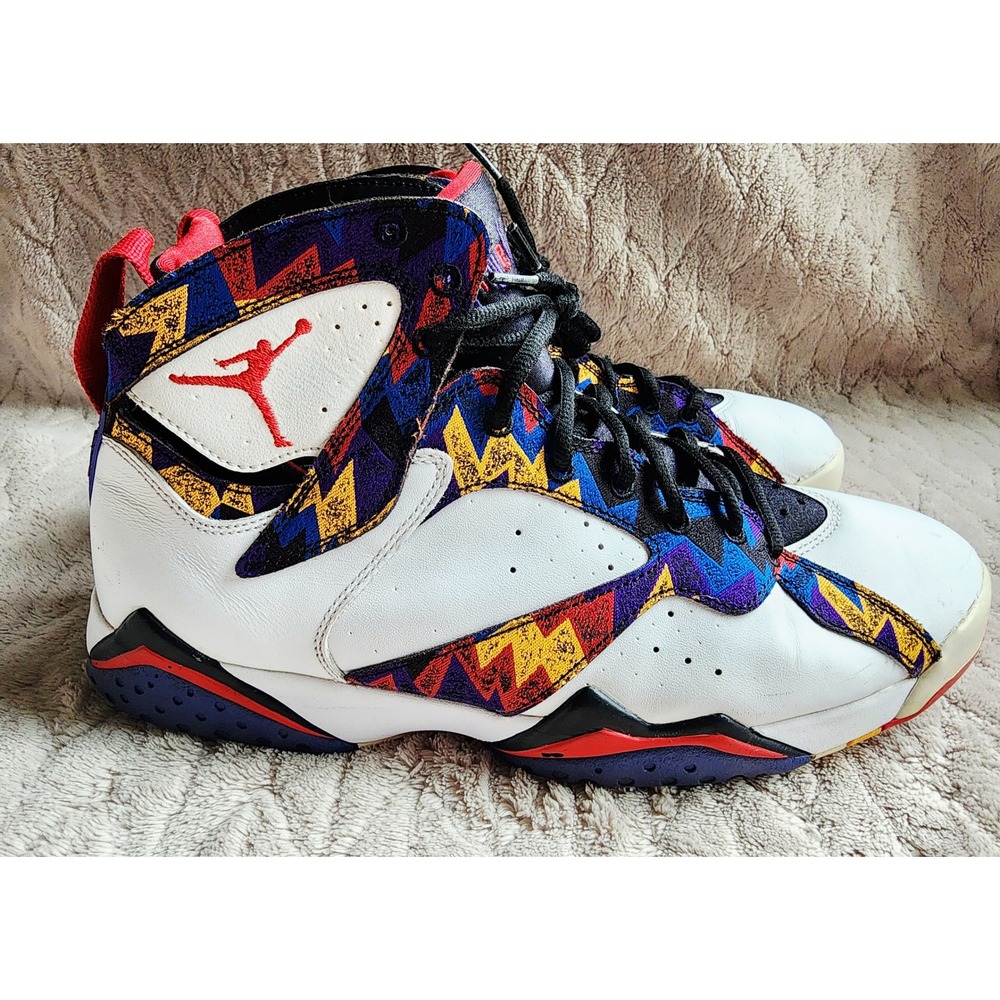 Air Jordan 7 Retro Nothing But Net White Leather Sneakers 304775-142 Mens 12